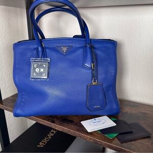 Authentic Prada Saffiano Royal Blue Leather Tote